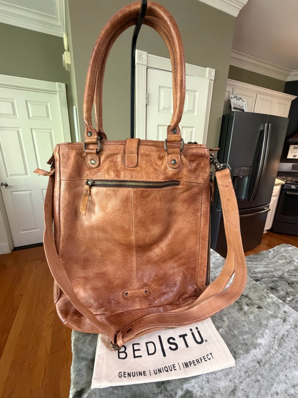 BED|STÜ Mildred Rustic Tan Leather Tote Bag - Picture 2 of 2